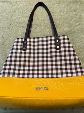 Kenneth Cole Reaction Black & Yellow Gingham Tote
